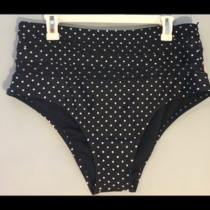 High Waist bikini bottoms black with white dots XL